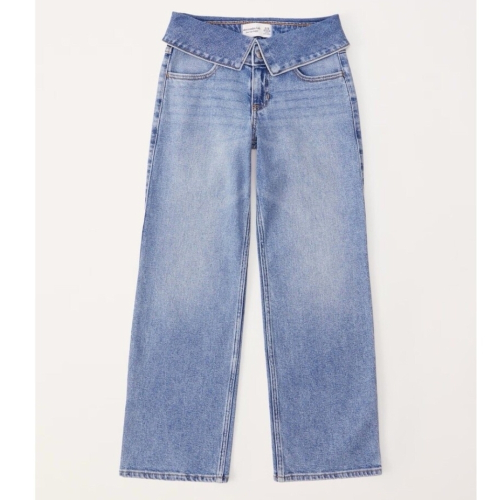 Girls Low Rise Baggy Jeans size 11/12 Fold Over Waist Sold Out